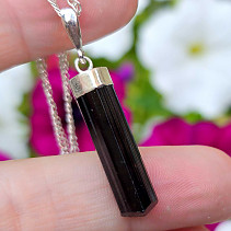 Pendant black tourmaline crystal Ag 925/1000 3.6g