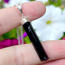 Pendant black tourmaline crystal Ag 925/1000 3.8g