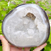 Agate + crystal large geode with cavity Brazil 1254g