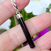 Pendant black tourmaline crystal Ag 925/1000 2.2g