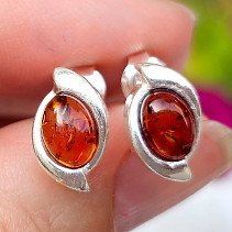 Amber earrings oven Ag 925/1000