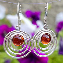 Amber round women's earrings Ag 925/1000