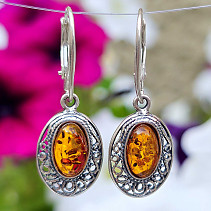 Women's earrings with ambers decorated with Ag 925/1000