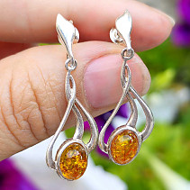 Silver earrings amber oval Ag 925/1000 3.3g