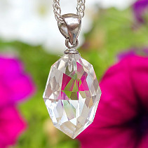 Crystal facet pendant 12 x 18mm Ag 925/1000 + Rh