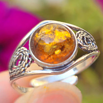 Amber honey ring Ag 925/1000 sterling silver