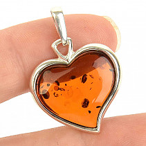 Amber heart pendant (Ag 925/1000 3.2g)