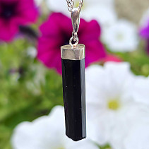 Pendant black tourmaline crystal Ag 925/1000 3.5g