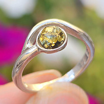 Amber green ring silver Ag 925/1000