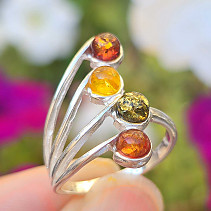 Ring amber colored Ag 925/1000