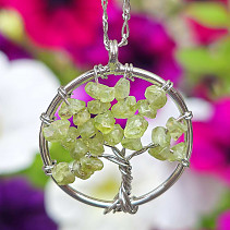 Olivine pendant tree of life jewelry metal