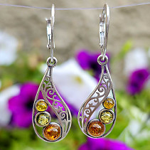 Amber earrings colored Ag 925/1000