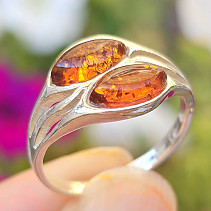 Ring with honey amber Ag 925/1000 size 56, 2.5g