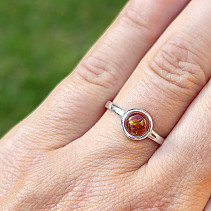 Amber honey round ring Ag 925/1000