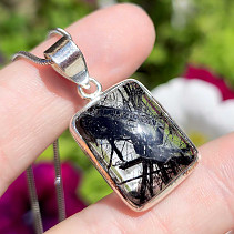 Tourmaline in crystal pendant silver Ag 925/1000 7.0g