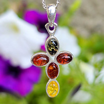 Cross pendant with amber Ag 925/1000 2.2g