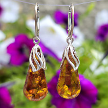 Amber earrings big tear Ag 925/1000 6.2g