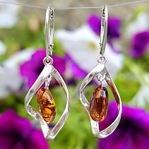 Amber dangling earrings Ag 925/1000