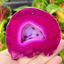 Agate pink dyed geode with cavity 179g