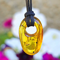 Amber pendant on leather 1.2g