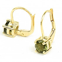 Vltavín 5mm earrings gold Au 585/1000 14K 1.96g