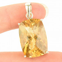 Citrine cut rectangle pendant Ag 925/1000 9.6g