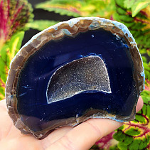 Agate blue dyed geode with cavity 229g from Brazil