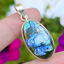 Pendant oval azurite + turquoise Ag 925/1000 10.2g