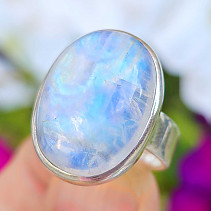 Moonstone ring oval Ag 925/1000 size 55 (8.6g)