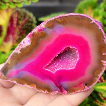 Agate pink dyed geode with cavity 163g from Brazil