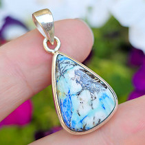 Pendant drop azurite + turquoise Ag 925/1000 5.7g