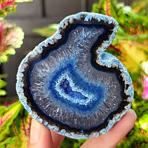 Agate blue dyed geode with cavity 189g