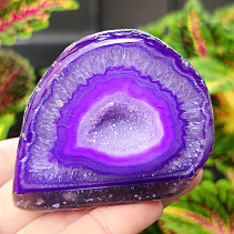 Agate geode with cavity dyed purple 198g from Brazil