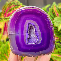 Agate geode with cavity dyed purple 258g from Brazil