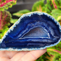 Agate blue dyed geode with cavity 171g