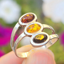 Amber ring Ag 925/1000 2.9g, size 57