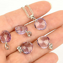 Heart pendant amethyst facet 12mm Ag 925/1000 + Rh