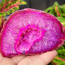 Agate pink dyed geode with cavity 163g