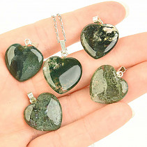 Moss agate heart pendant handle Ag 925/1000