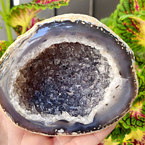 Gray agate + geode crystal 383g