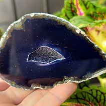 Agate blue dyed geode with cavity 202g from Brazil