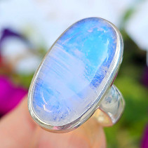 Moonstone ring oval Ag 925/1000 size 52 (10.2g)