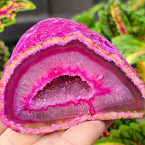 Agate geode with cavity dyed pink 182g from Brazil