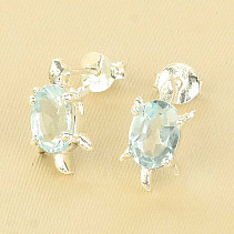 Topaz blue turtle earrings Ag 925/1000