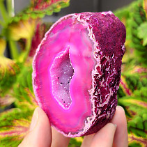 Agate pink dyed geode with cavity 203g from Brazil