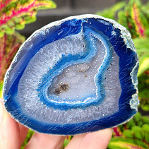 Agate blue dyed geode with cavity 172g