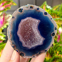 Agate blue dyed geode with cavity 188g