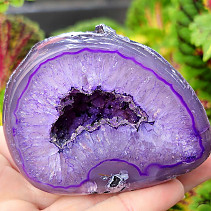 Agate geode with cavity dyed purple 197g from Brazil