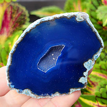 Agate blue dyed geode with cavity 158g