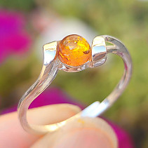 Amber ring Ag 925/1000 size 58, 1.9g